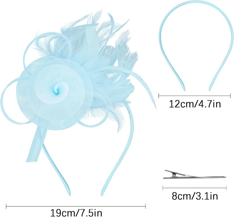 AMCAMI Fascinators Hats with Feather for Women 2025 Derby Hats Small Tea Party Hat with Headband - Image 3